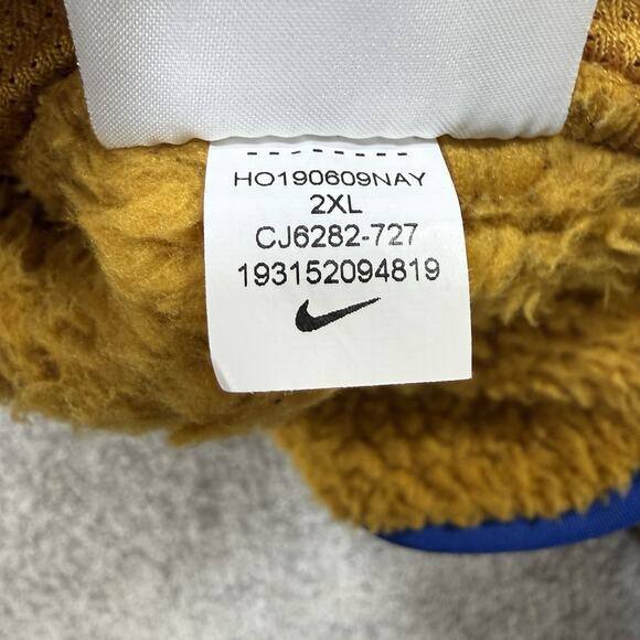 Nike Womens XXL Golden Harvest Sherpa Fleece Half Zip Jacket Blue Trim Pockets - Picture 4 of 8